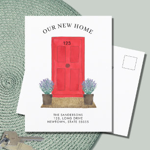 New Home Red Door Moving Announcement Postcard