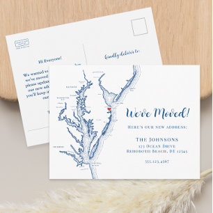 New Home Rehoboth Beach DE Map Moving Announcement Postcard