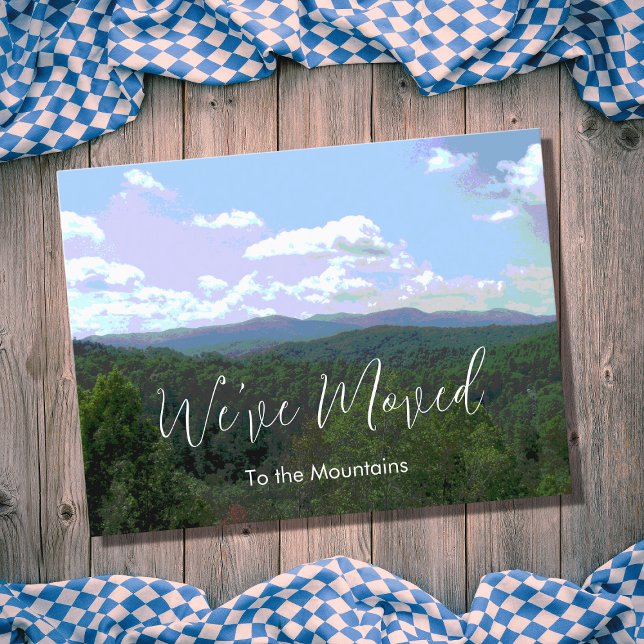 New Home Rustic Mountains Change of Address Announcement Postcard (Creator Uploaded)