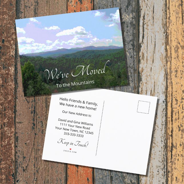 New Home Rustic Mountains Change of Address Announcement Postcard (Creator Uploaded)