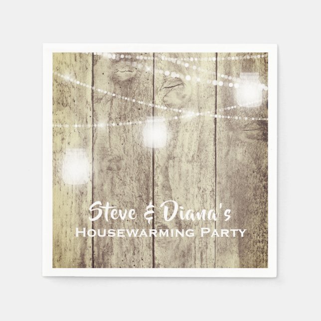 New Home Rustic Wood Custom Housewarming Party Napkin (Front)