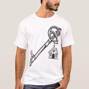 New Home Skeleton Key T-Shirt - Antique Key with H