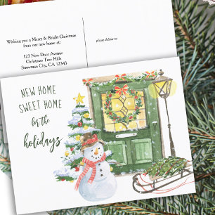 New Home Sweet Home Christmas Door Holiday Postcard