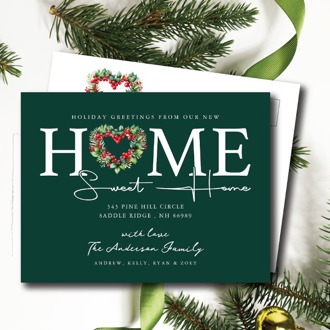 New Home Sweet Home Holiday Moving Announcement Postcard (Creator Uploaded)