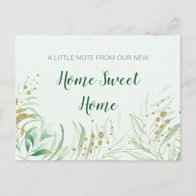 New Home Sweet Home Watercolor Foliage Moving Announcement Postcard (Front)