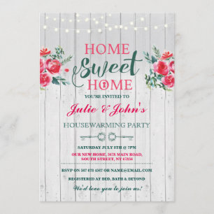 New Home Sweet House Warming Floral Key Invite