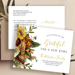 New home Thanksgiving holiday moving Announcement  Postcard