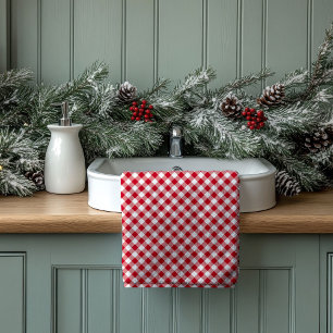 New Home Towel Set Red Black Tartan Design