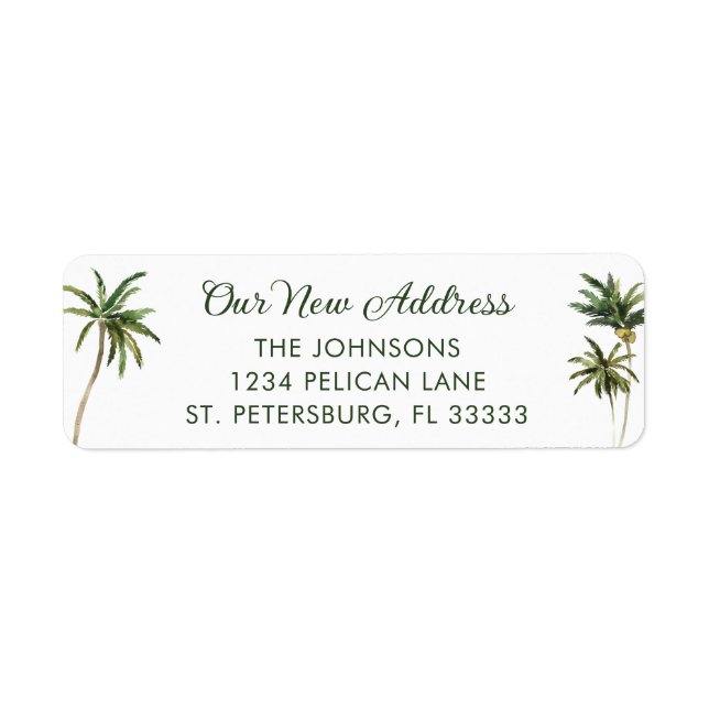New Home Tropical Palm Trees Return Address Label (Front)
