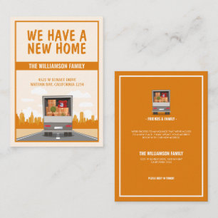 New Home Truck and Orange Cityscape Budget Moving Card