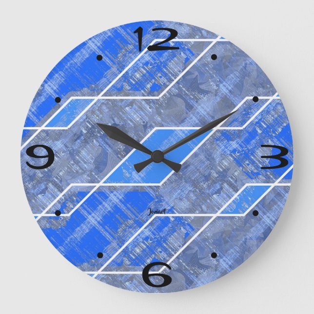 New Home Wall Room Timepiece Blue Shades Abstract  Large Clock (Front)
