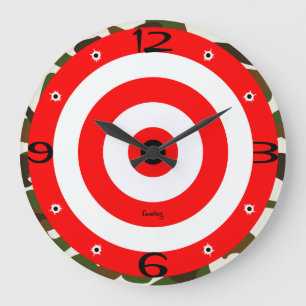 New Home Wall Room Timepiece Camo Target Bullets  Large Clock