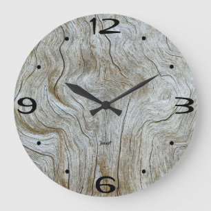 New Home Wall Room Timepiece Rustic Wood Grain  Large Clock