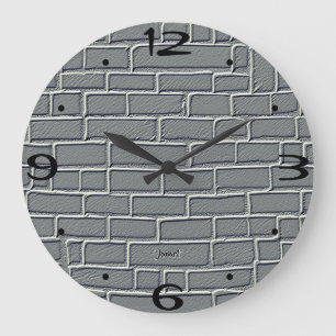 New Home Wall Timepiece Black & White Grey Brick Large Clock