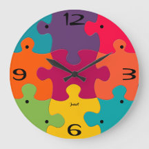 New Home Wall Timepiece Colourful Puzzle Pieces La
