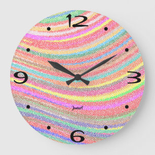 New Home Wall Timepiece Colourful Rainbow Swirl Large Clock