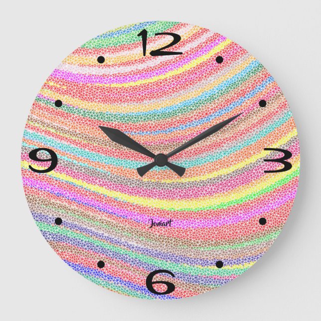 New Home Wall Timepiece Colourful Rainbow Swirl    Large Clock (Front)
