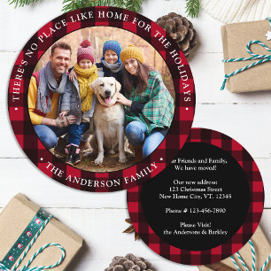 New Home We Moved Photo Red Plaid Holiday Moving A Announcement
