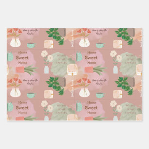 New Home Wrapping Paper Flat Sheet Set of 3
