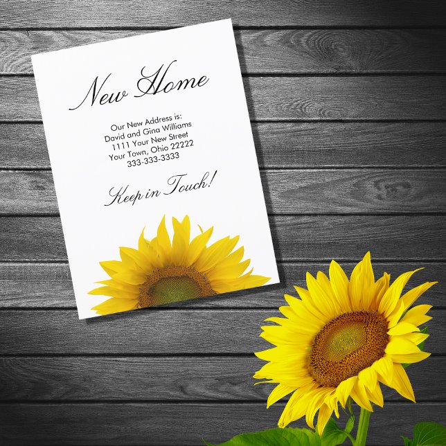 New Home Yellow Sunflower Rustic   Announcement Postcard (Creator Uploaded)