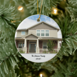 New Homeowner Holiday Family Home Photo Ceramic Ornament