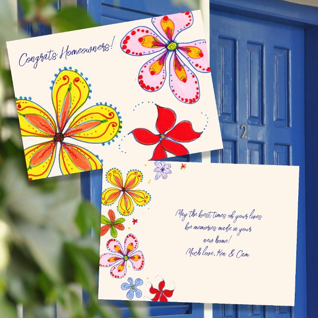 New Homeowners Big Flowers Congrats Message Card (Creator Uploaded)
