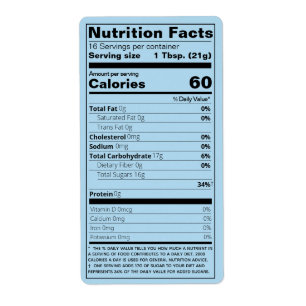 New Honey Nutrition Facts Light Blue Product