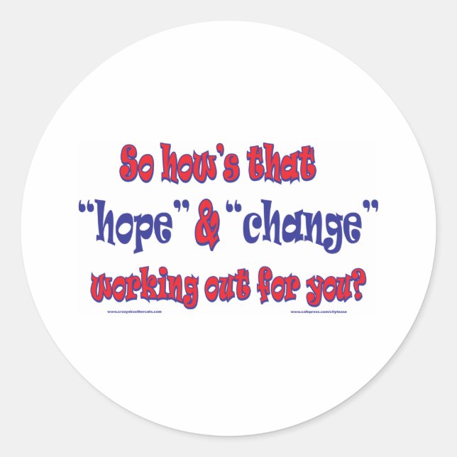 NEW-HOPE-AND-CHANGE-Funky Script Classic Round Sticker (Front)