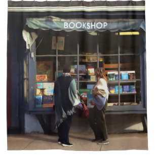 New Hope PA - Browsing By Bookstore Window Shower Curtain