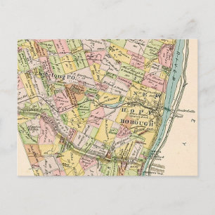 New Hope PA Vintage Map Postcard