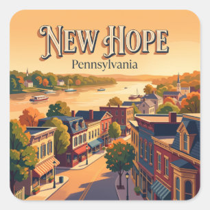 New Hope, USA Pennsylvania Square Sticker