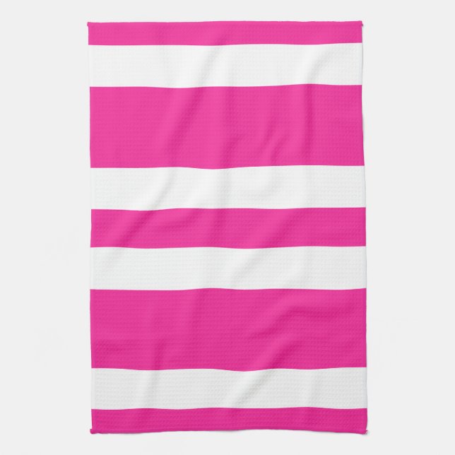 New Hot Pink & White Stripe Kitchen Towel Gift (Vertical)
