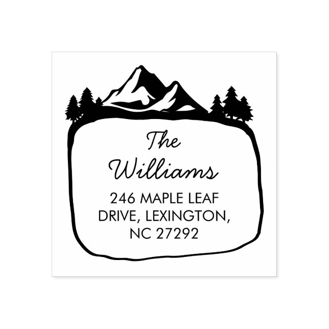 New House Address Announcement Outdoor Mountain  Rubber Stamp (Imprint)