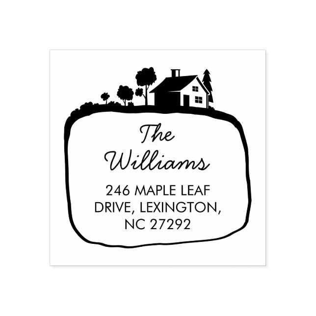 New House Address Announcement Rustic Garden Rubber Stamp (Imprint)