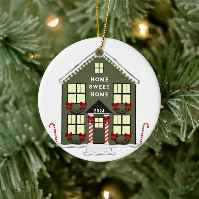 New House Christmas Ceramic Ornament (Tree)