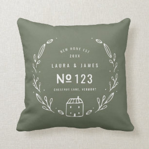 New house hand drawn floral cushion