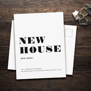  NEW HOUSE HOME Simple Modern Minimalist Moving Announcement Postcard