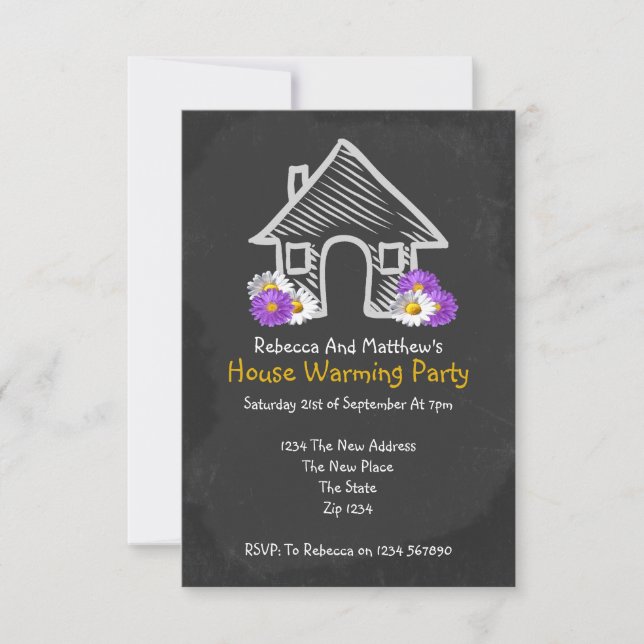 New House Warming Party Blackboard Doodle Invitation (Front)