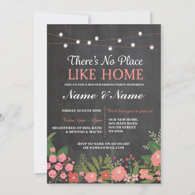 New House warming Sweet Home Key Chalkboard Invite (Front)