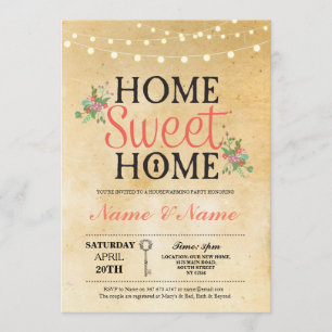 New House warming Sweet Home Key Invitation Invite