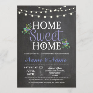 New Housewarming Sweet Home Key Chalkboard Invite