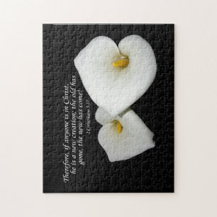 new in Christ scripture with lilies puzzle