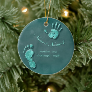 New Infant-hand n footprint Ceramic Ornament