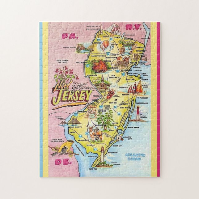 New Jersey 11x14 Colourfully Illustrated Puzzle (Vertical)