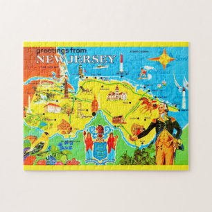 New Jersey 11x14l Map Postcard Jigsaw Puzzle