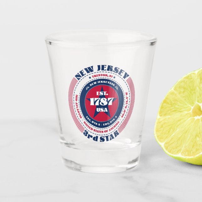 New Jersey 3rd Star Patriotic Shot glass (Front)