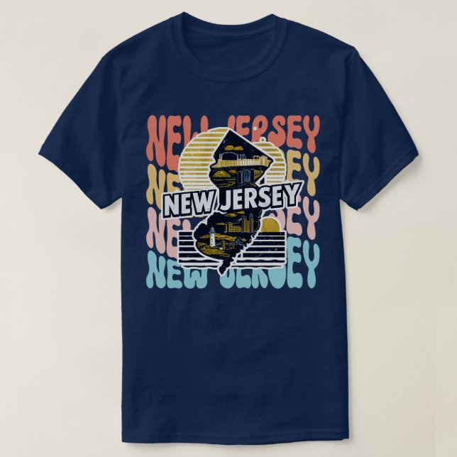 NEW JERSEY 50 retro vintage states T-Shirt (Design Front)