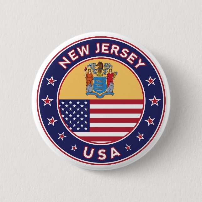 New Jersey 6 Cm Round Badge (Front)