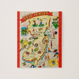 New Jersey 8x10 Postcard Map Jigsaw Puzzle