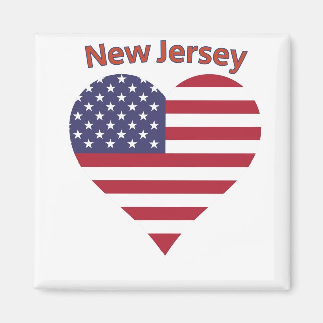 New Jersey American Flag Heart Magnet (Front)